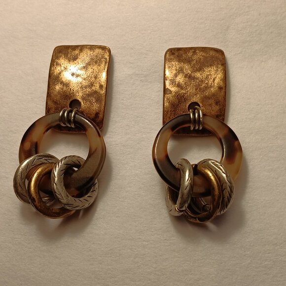 Chico's lot of 2 pairs gold tone post back earrings - Picture 4 of 7